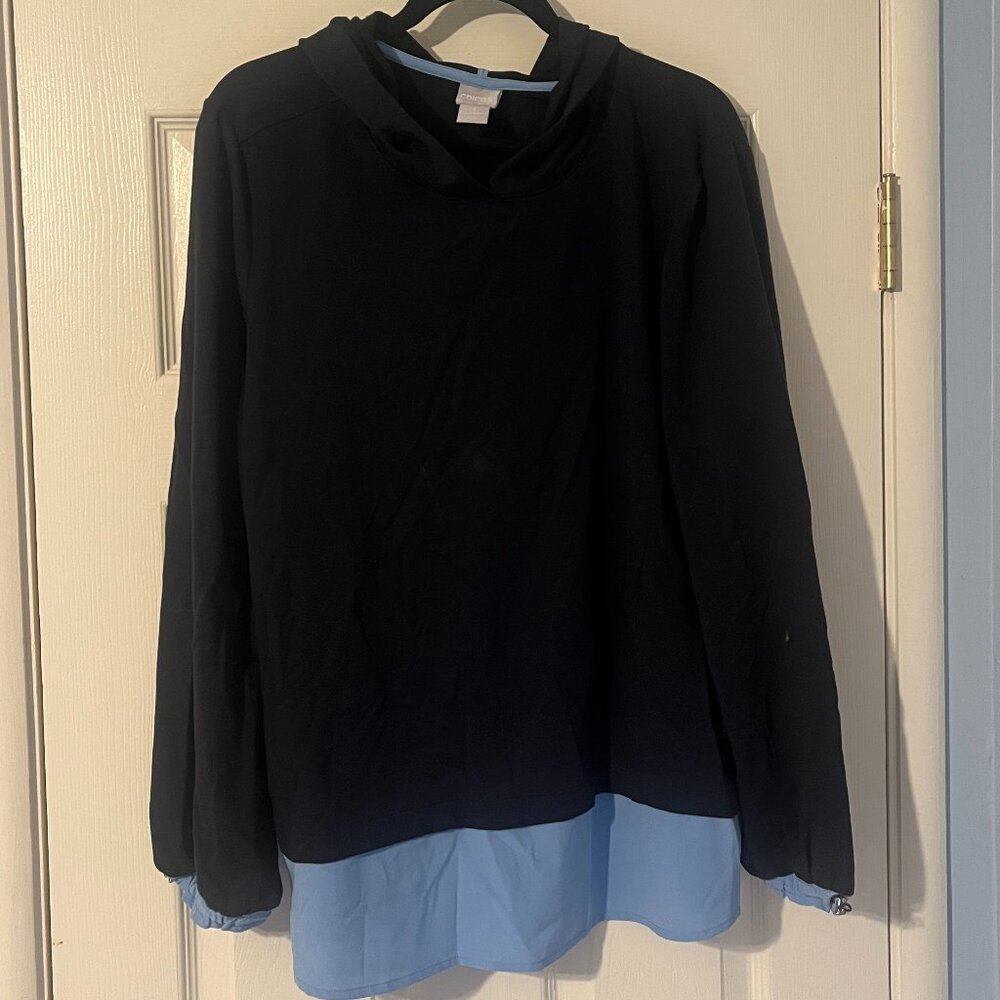 Chico's Zenergy Blue Top with Hood
